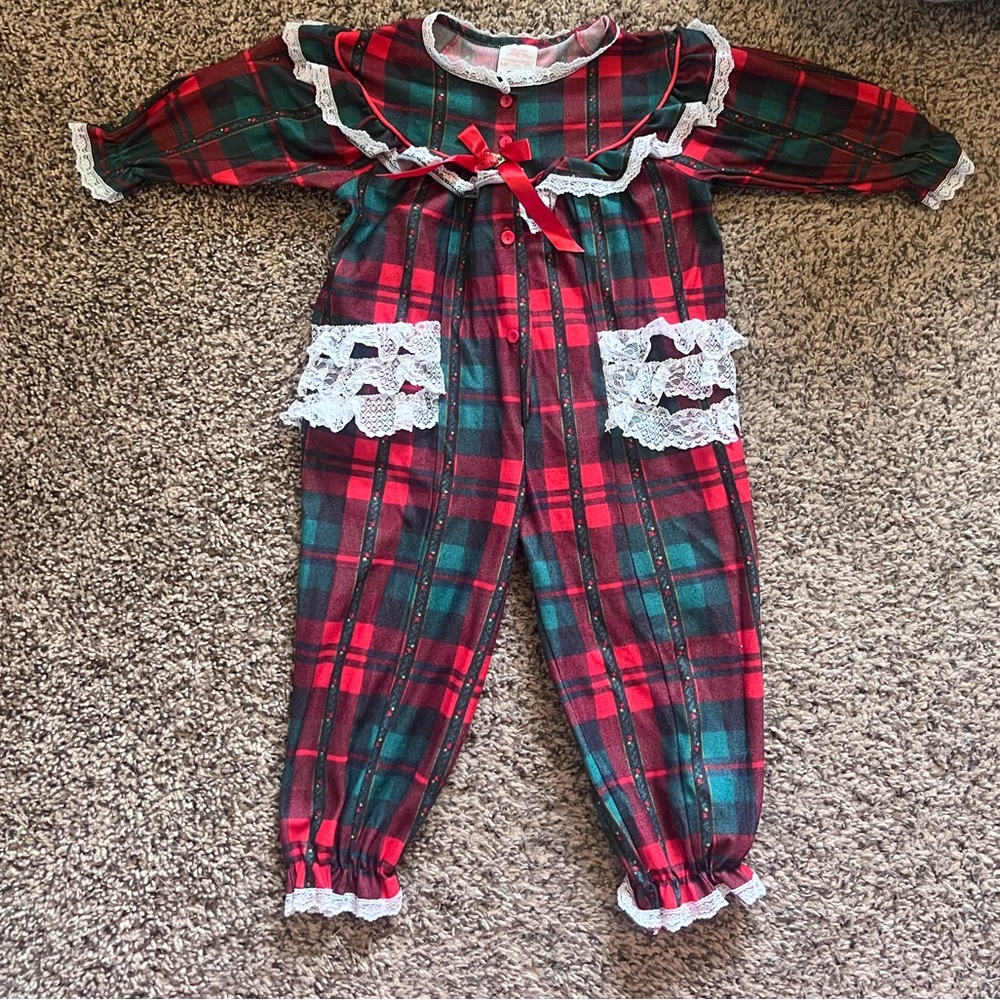 Vintage 90s Plaid Red and Green Kids Sleeper
